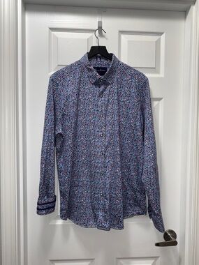 Robert Graham Multicolor Blue-Black Patterned Button-Down Shirt